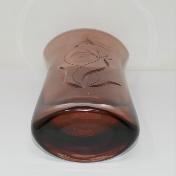 Bombay Heavy Amethyst Purple Art Glass 10" Vase with Etched Flowers - Picture 11 of 11